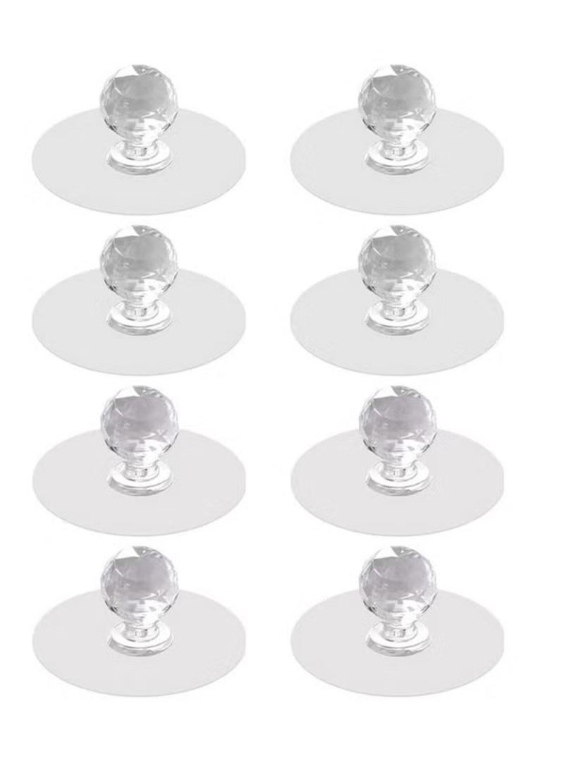 Generic Cabinet Drawer Knobs, Clear Diamond Crystal Shaped Pulls Handles for Wardrobe, Kitchen Cupboard, Bathroom Dresser, Furniture Door Window, Self-Adhesive Drill Free Push Pull Helper 8 pcs  - Image 1