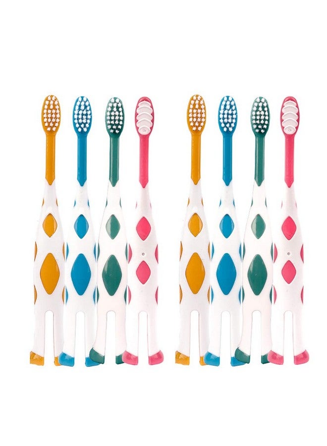 newrichbee 8 Packs Kids Toothbrushes, Extra Soft Lovely Little Deer Toothbrush For Kids 2-8 Years (Pink&Orange&Blue&Green) - Image 1