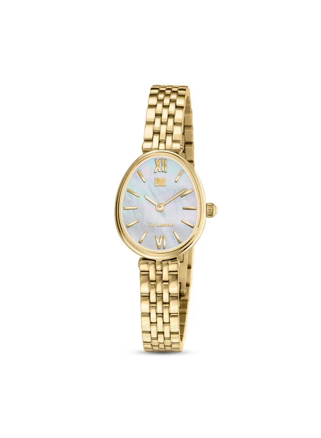 غاي لاروش Lauren Yellow Gold Plated Stainless Steel Bracelet Analog Watch for Women, 26mm