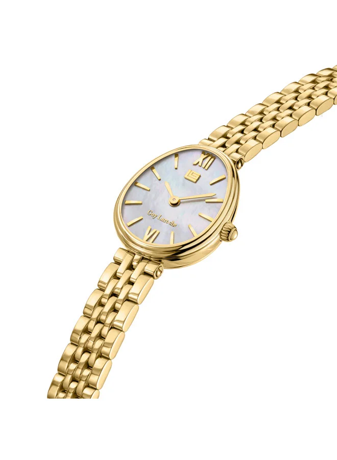 غاي لاروش Lauren Yellow Gold Plated Stainless Steel Bracelet Analog Watch for Women, 26mm