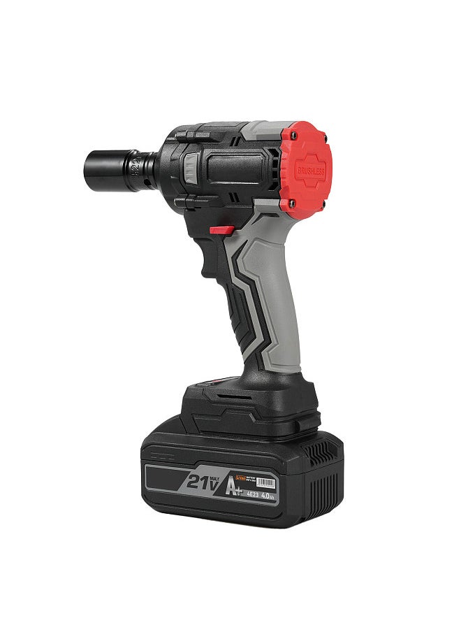 Generic - 21V Cordless Impact Wrench Max Torque 350N.m, Brushless Impact Driver 1/2 Inch, Household Electric Impact Wrench with 4.0Ah Battery and Fast Charger & Stepless Speed Adjustment - Image 1
