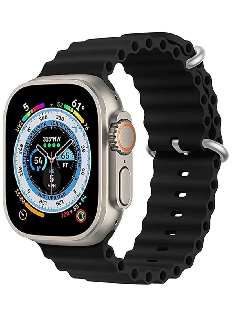 Silicone strap For Apple watch Ultra 45mm and 49mm - black 