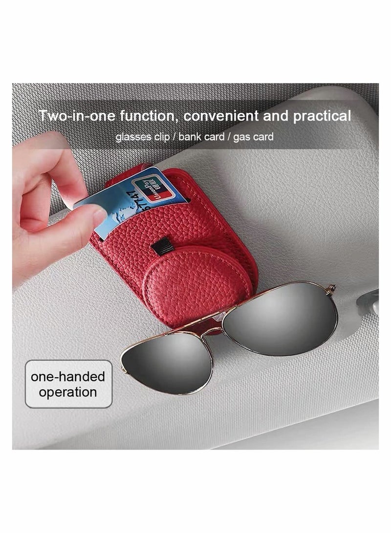 SYOSI Sunglass Holder for Car Visor,Adsorption Sunglasses Holder Clip for Storing Glasses Card Mask, for Car Visor (Red)  - Image 3