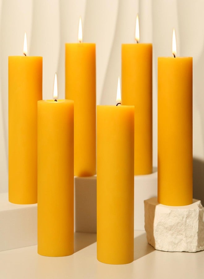 ginitiri 6 Pack Natural Beeswax Pillar Candles 2x6in,360 Hours Long Burning Unscented Beeswax Candles,100% Pure Bees Wax Candles for Home,Emergency,Dripless Pillar Candle Bulk - Image 1
