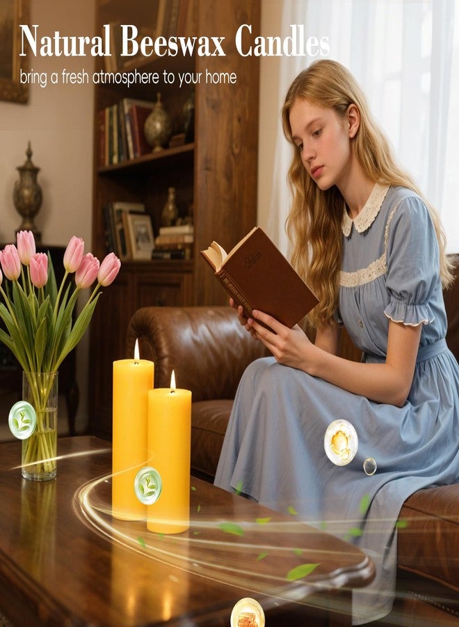 ginitiri 6 Pack Natural Beeswax Pillar Candles 2x6in,360 Hours Long Burning Unscented Beeswax Candles,100% Pure Bees Wax Candles for Home,Emergency,Dripless Pillar Candle Bulk - Image 2