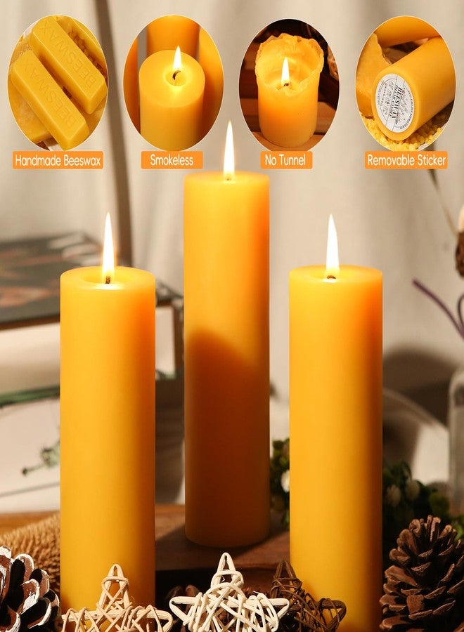 ginitiri 6 Pack Natural Beeswax Pillar Candles 2x6in,360 Hours Long Burning Unscented Beeswax Candles,100% Pure Bees Wax Candles for Home,Emergency,Dripless Pillar Candle Bulk - Image 5