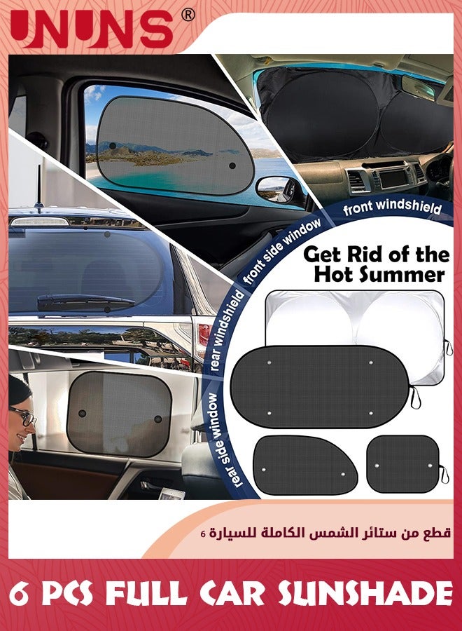 UNUNS Universal Car Window Shades Set,6 Pcs Auto Window Sunshades Privacy Curtains-Sun Visor Windshield Shade+4 Front Rear Side Window Shade Cling Sunshade,100% Block Light For Breastfeeding,Camping - Image 4