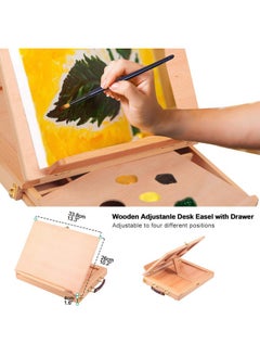 Falling In art Falling in Art Tabletop Easel Set - 24 Pieces Starter Kit - Artist Acrylic Painting Kit with 12 Acrylic Paints Set, Canvas Panels, Brushes, Wooden Palette for Kids, Adults, Beginners, Professionals  - Image 3