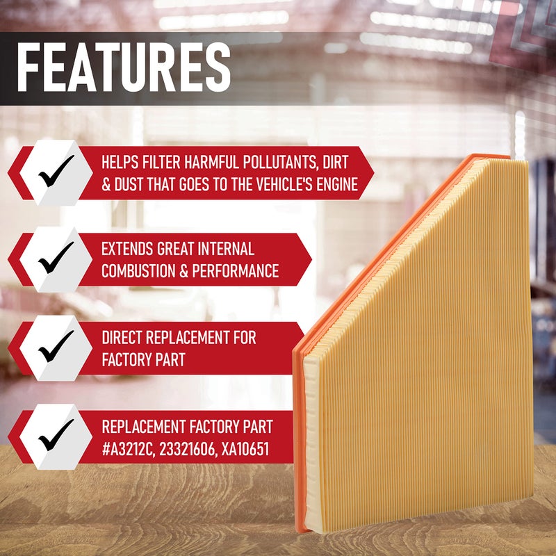 AA Ignition Replacement Air Filter - Compatible with Buick, Cadillac, Chevrolet and GMC - 2.0L, 2.5L, 3.6L 2017-2021 - Enclave, XT5, XT6, Blazer, Traverse, Acadia - Replaces A3212C, 23321606, PA99222, XA10651 - Image 2