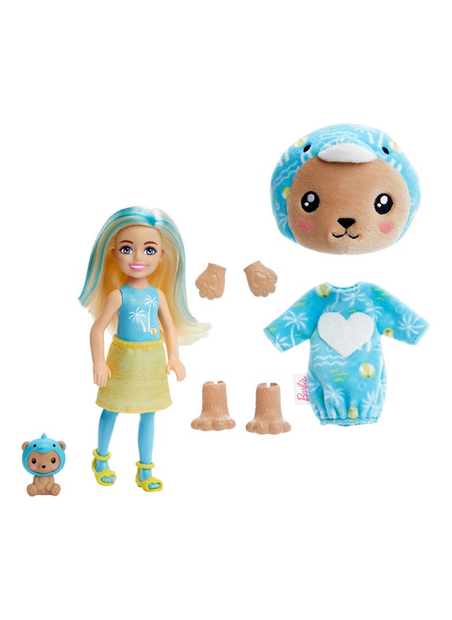 Barbie Cutie Reveal Chelsea Doll & Accessories, Animal Plush Costume & 6 Surprises Including Color Change, Teddy Bear As Dolphin  - Image 4