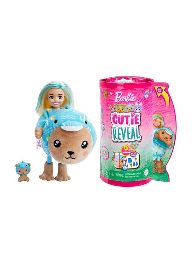 Barbie Cutie Reveal Chelsea Doll & Accessories, Animal Plush Costume & 6 Surprises Including Color Change, Teddy Bear As Dolphin