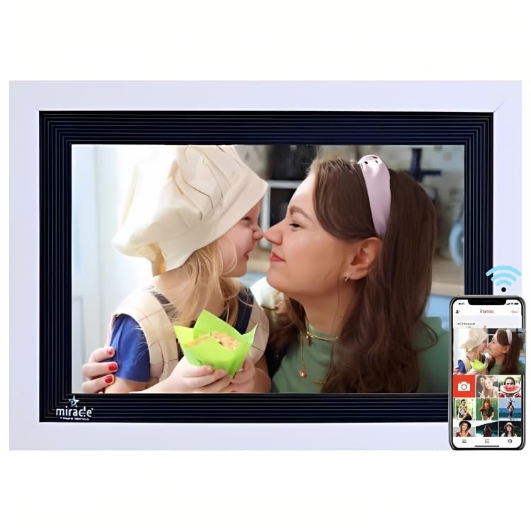 miracle digital Frameo 10.1 Inch WiFi Digital Picture Frame, 1280x800 HD IPS Touch Screen Photo Frame Electronic, 32GB Memory, Auto-Rotate, Wall Mountable, Share Photos/Videos Instantly via Frameo App from Anywhere - Image 1