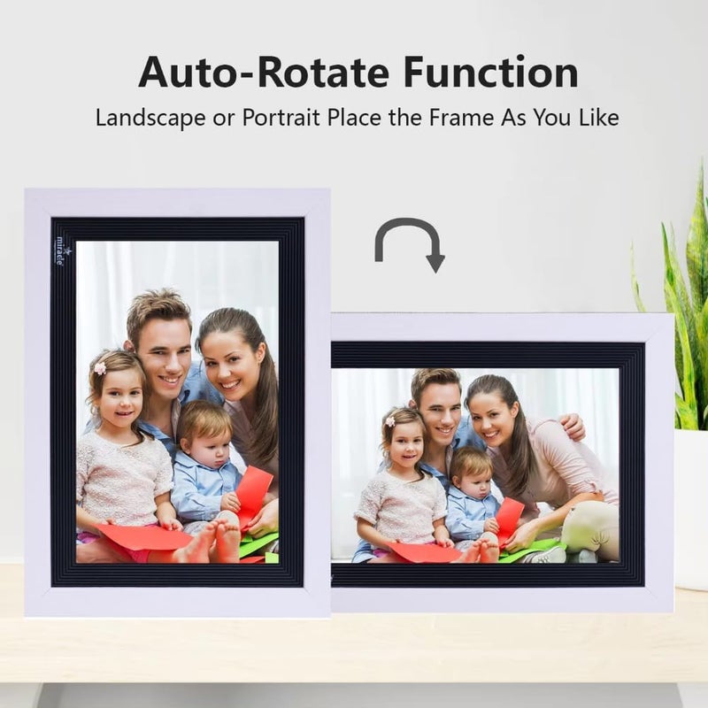 miracle digital Frameo 10.1 Inch WiFi Digital Picture Frame, 1280x800 HD IPS Touch Screen Photo Frame Electronic, 32GB Memory, Auto-Rotate, Wall Mountable, Share Photos/Videos Instantly via Frameo App from Anywhere - Image 4