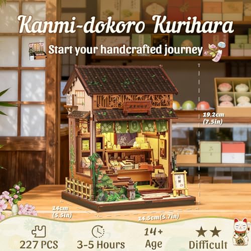 CUTEBEE Book Nook Kit DIY Miniature House Japanese Sweet Wagashi Shop Dollhouse Kit for Adults and Teens Bookshelf Decor 3D Wooden Puzzle Gifts for Family FriendsKanmidokoro Kurihara - Image 5