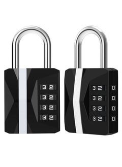 Excefore Combination Padlock, Waterproof 2 Pack Large Heavy Duty 4 Digit Padlock, Resettable Zinc Alloy High Security Password Lock Use for School Gym Locker, Shed, Gate, Fence, Hasp,Cabinet, Black  - Image 1
