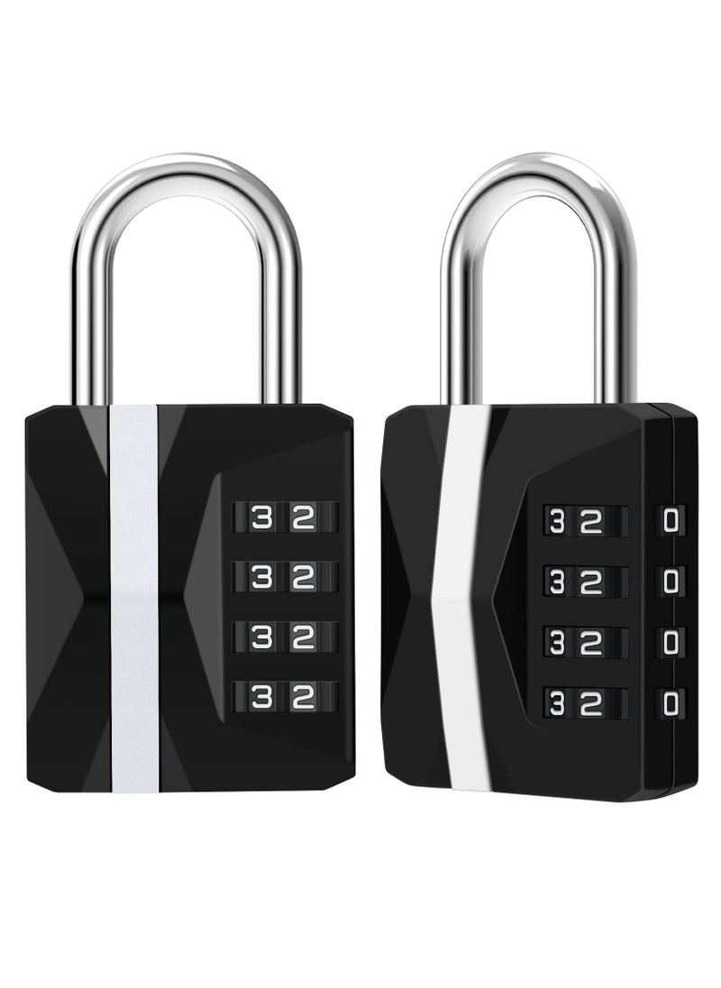 Excefore - Combination Padlock, Waterproof 2 Pack Large Heavy Duty 4 Digit Padlock, Resettable Zinc Alloy High Security Password Lock Use for School Gym Locker, Shed, Gate, Fence, Hasp,Cabinet, Black - Image 1