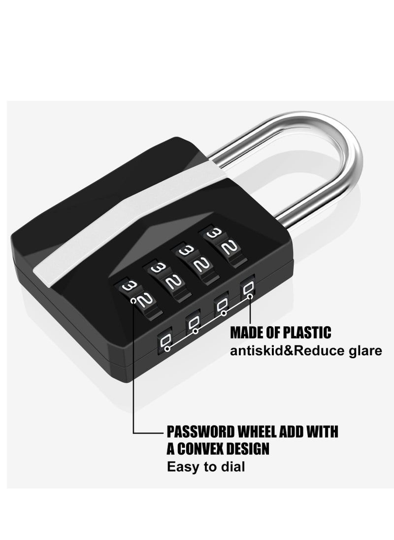 Excefore - Combination Padlock, Waterproof 2 Pack Large Heavy Duty 4 Digit Padlock, Resettable Zinc Alloy High Security Password Lock Use for School Gym Locker, Shed, Gate, Fence, Hasp,Cabinet, Black - Image 1