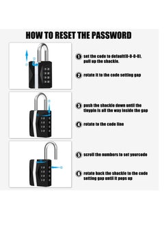 Excefore Combination Padlock, Waterproof 2 Pack Large Heavy Duty 4 Digit Padlock, Resettable Zinc Alloy High Security Password Lock Use for School Gym Locker, Shed, Gate, Fence, Hasp,Cabinet, Black  - Image 5
