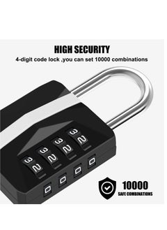 Excefore Combination Padlock, Waterproof 2 Pack Large Heavy Duty 4 Digit Padlock, Resettable Zinc Alloy High Security Password Lock Use for School Gym Locker, Shed, Gate, Fence, Hasp,Cabinet, Black  - Image 3