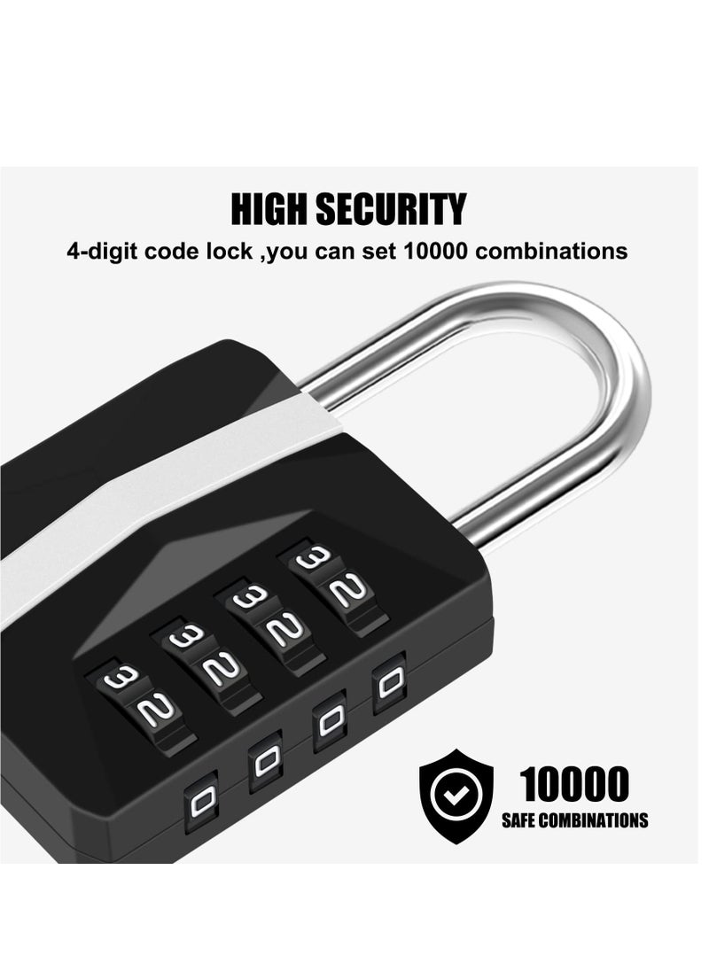 Excefore - Combination Padlock, Waterproof 2 Pack Large Heavy Duty 4 Digit Padlock, Resettable Zinc Alloy High Security Password Lock Use for School Gym Locker, Shed, Gate, Fence, Hasp,Cabinet, Black - Image 1