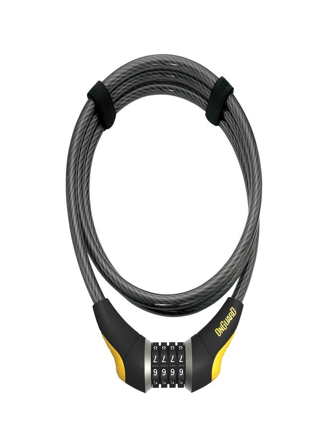 OnGuard Akita Combo 6' Cable Lock – 10 mm Steel Cable (185 cm) – Resettable 4-Digit Combination, Vinyl-Coated Security Cable - Image 1