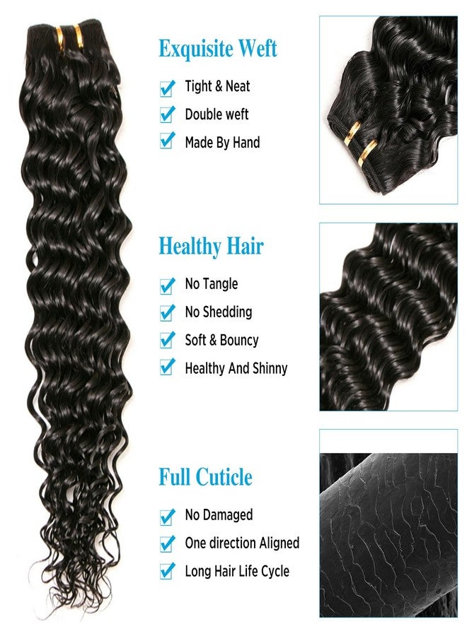 EMOL Deep Wave Bundles, Curly Bundles Human Hair, 16 16 16 Inch, Wet and Wavy, Natural Black, Soft, 285g-300g, Brazilian Hair - Image 4