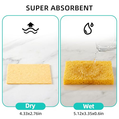 JOYMOOP Dish Sponge Scrubber Cellulose Sponges Kitchen for NonScratch Washing Dishes Household Cleaning Scrub Natural Sponge Pack of 12 Colorful Sponges - Image 5