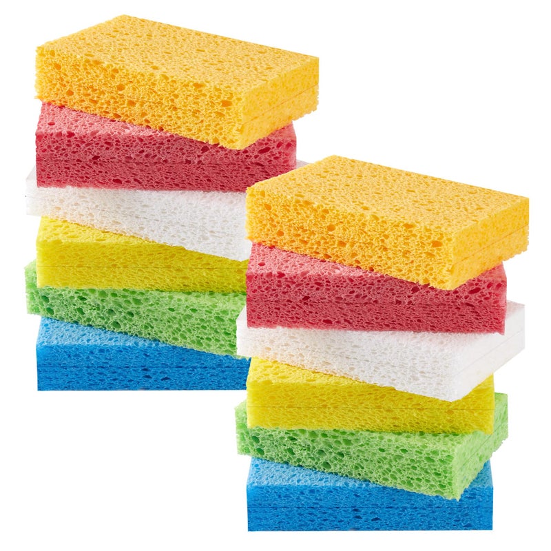 JOYMOOP Dish Sponge Scrubber Cellulose Sponges Kitchen for NonScratch Washing Dishes Household Cleaning Scrub Natural Sponge Pack of 12 Colorful Sponges - Image 3