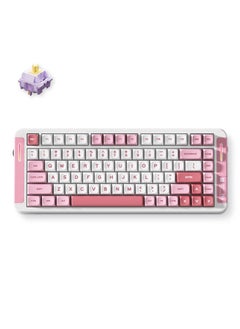X75 V2 Pink Custom Mechanical Keyboard - 75% Layout, Hot-Swappable Hyacinth Linear Switches, PBT Double-Shot Keycaps, RGB Wraparound Lights, Gasket Mount, Tri-Mode Connectivity (2.4GHz/BT/Wired), 8000mAh Battery, PVD Mirror Finish Backplate, PC Flex-Cut Plate, Poron & IXPE Foam, N-Key Rollover, Pre-fine Adjustment Stabilizers, Compatible with Windows/MacOS/Linux | MC-X75V2-2