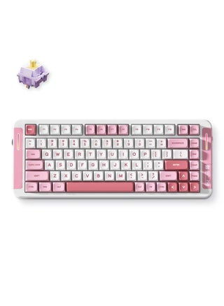 X75 V2 Pink Custom Mechanical Keyboard - 75% Layout, Hot-Swappable Hyacinth Linear Switches, PBT Double-Shot Keycaps, RGB Wraparound Lights, Gasket Mount, Tri-Mode Connectivity (2.4GHz/BT/Wired), 8000mAh Battery, PVD Mirror Finish Backplate, PC Flex-Cut Plate, Poron & IXPE Foam, N-Key Rollover, Pre-fine Adjustment Stabilizers, Compatible with Windows/MacOS/Linux | MC-X75V2-2 - pzsku/Z6C6CB61EB8A2C762BAD9Z/45/_/1735897870/19d3f7c5-4816-4fed-8330-9cb3340d03b9