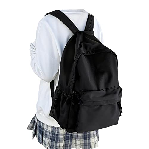 WEPOET Classic Basic Black Backpack For Women,Waterproof High School Bookbag,Lightweight Casual Travel Daypack,College Backpack Men,Middle School Bag For Girls Boys - Image 1