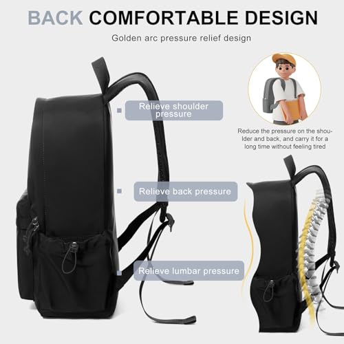 WEPOET Classic Basic Black Backpack For Women,Waterproof High School Bookbag,Lightweight Casual Travel Daypack,College Backpack Men,Middle School Bag For Girls Boys - Image 4