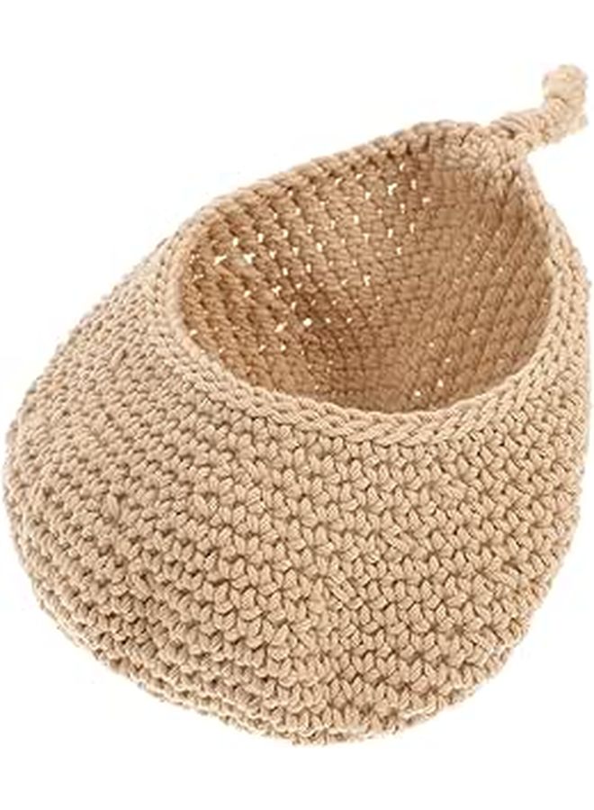 Wall Mount Woven Hanging Basket Straw Organizer For Kitchen Pantry Storage - Image 1