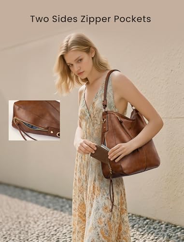 Realer Handbags for Women Large Designer Ladies Hobo bag Bucket Purse Faux Leather - Image 3