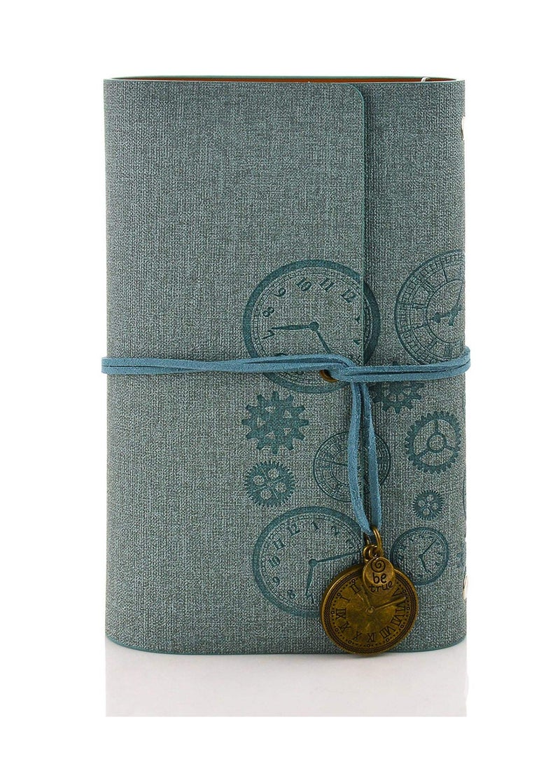 Zikra Leather Writing Journal Notebook Vintage Leather-bound Classic Spiral Bound Notepad Refillable Diary Sketchbook with Unlined Travel Retro Pendants for Girls and Boys(Green) - Image 1