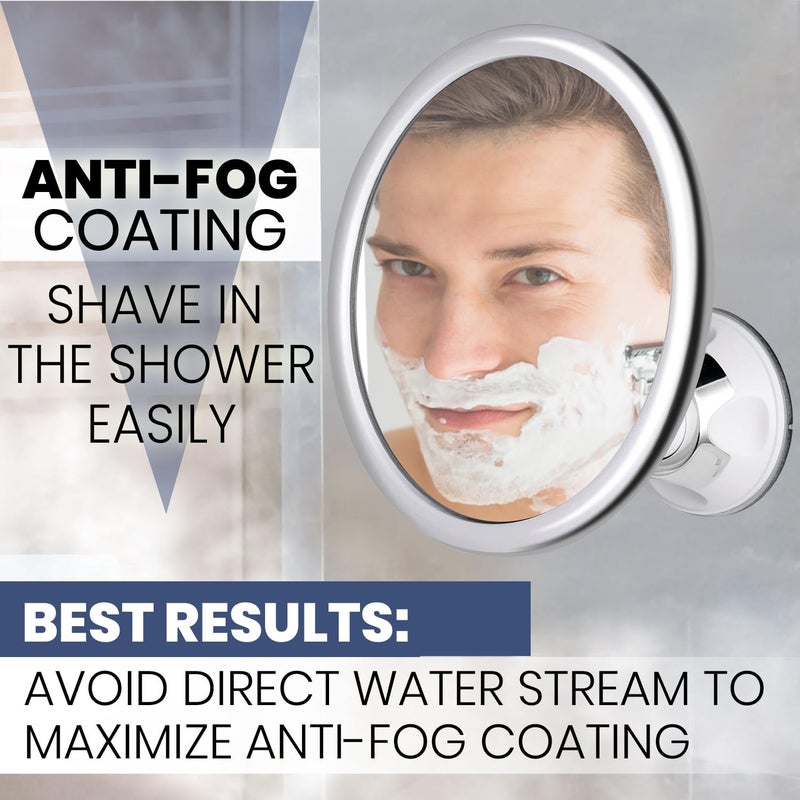 MIRRORVANA Anti Fog Mirror for Shower - Fogless, Shatterproof Shaving Mirror with 360Â° Swivel and Adjustable Suction Cup - 6.7" x 6.7" Round (Classic Chrome) - Image 5