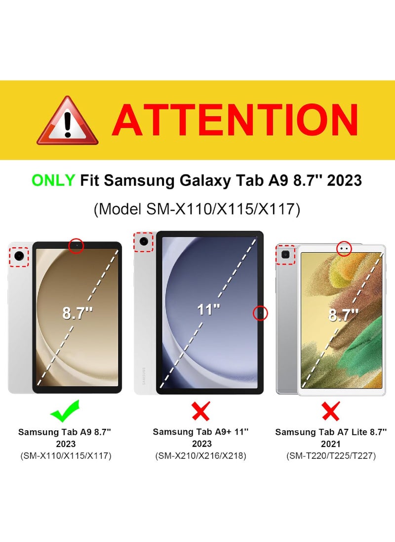 روك بو - حافظة واقية لجهاز Samsung Galaxy Tab A9 مقاس 8.7 بوصة 2023 مصنوعة من مادة TPU الناعمة مع حامل ثلاثي الطيات - Image 1