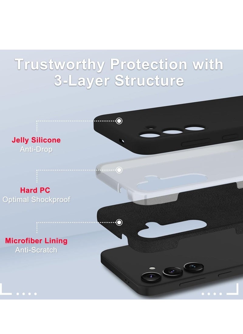 Raxoom Samsung Galaxy S24 Plus Silicone Phone Case with Screen Protector - Shockproof Slim Cover, Soft Microfiber Lining, Wireless Charging Support (Black) - Image 2