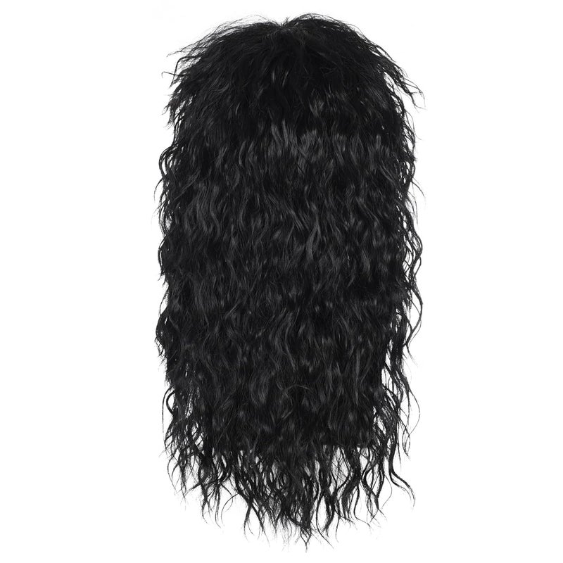 morvally Men’s 80s Style Long Black Curly Hair Wig Glam Rock-Rocker Wig Perfect for Halloween, Cosplay, DIY Themed Costume Party - Image 5