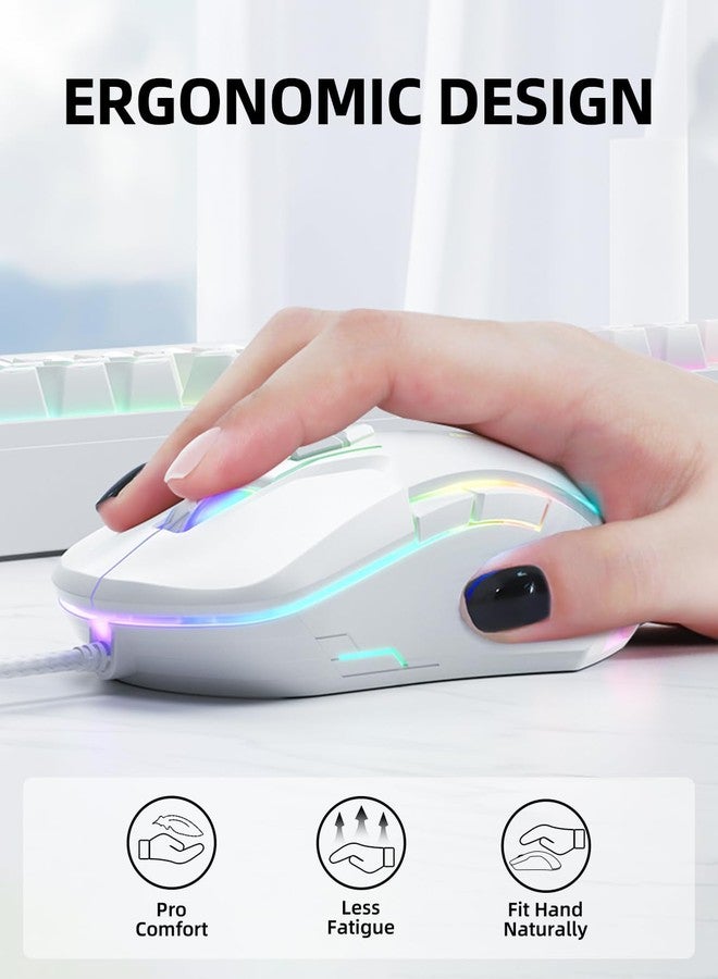 ماوس ألعاب، ماوس كمبيوتر سلكي للمبتدئين بإضاءة خلفية RGB ودقة DPI قابلة للتعديل، ماوس مريح للكمبيوتر المحمول والمكتب، ماوس ألعاب كمبيوتر بـ 7 أزرار سريعة الاستجابة لأنظمة ويندوز/ماك/لينكس/كروم - Image 5