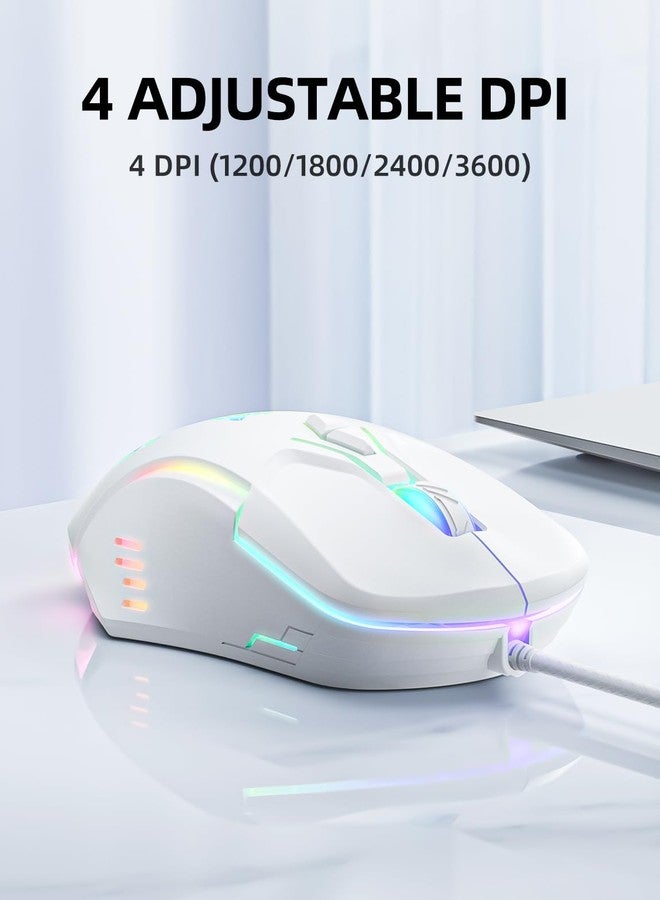 ماوس ألعاب، ماوس كمبيوتر سلكي للمبتدئين بإضاءة خلفية RGB ودقة DPI قابلة للتعديل، ماوس مريح للكمبيوتر المحمول والمكتب، ماوس ألعاب كمبيوتر بـ 7 أزرار سريعة الاستجابة لأنظمة ويندوز/ماك/لينكس/كروم - Image 3