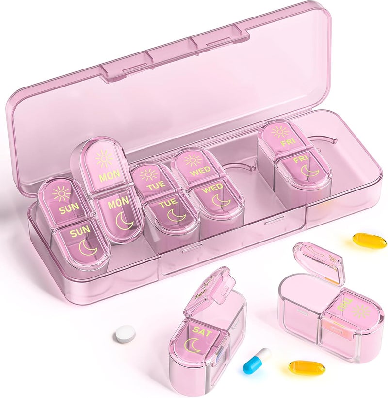Pillex Weekly Pill Organizer Arthritis Friendly, BPA Free Travel 7 Day Pill Box Case - Image 1