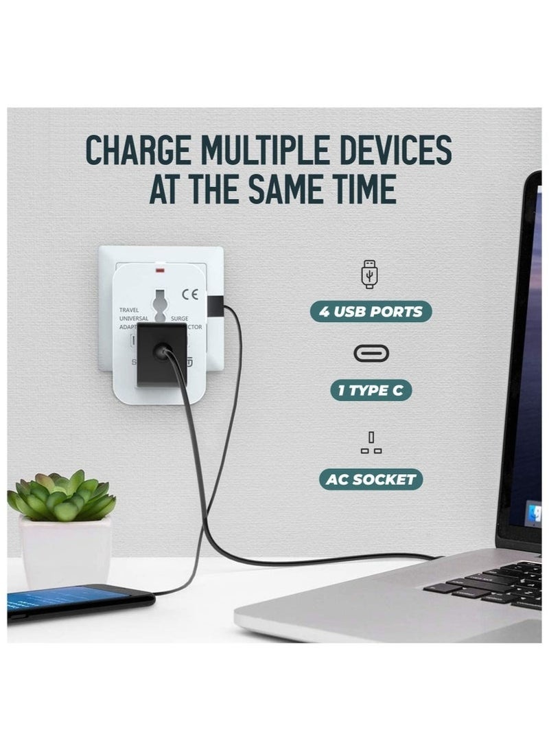 Universal Travel Adapter, All-in-One International Power Plug, Fast Charging Worldwide Charger with Dual USB, for USA, UK, EU, AUS, Compatible with Phones, Laptops, Tablets (White) - Image 3