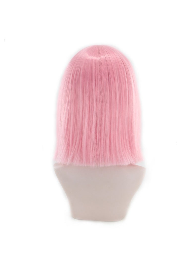 Estelle 14 Inch Women Straight Bob Wig Women Wigs with Bangs Synthetic Party Wigs multicolor Pink  - Image 4