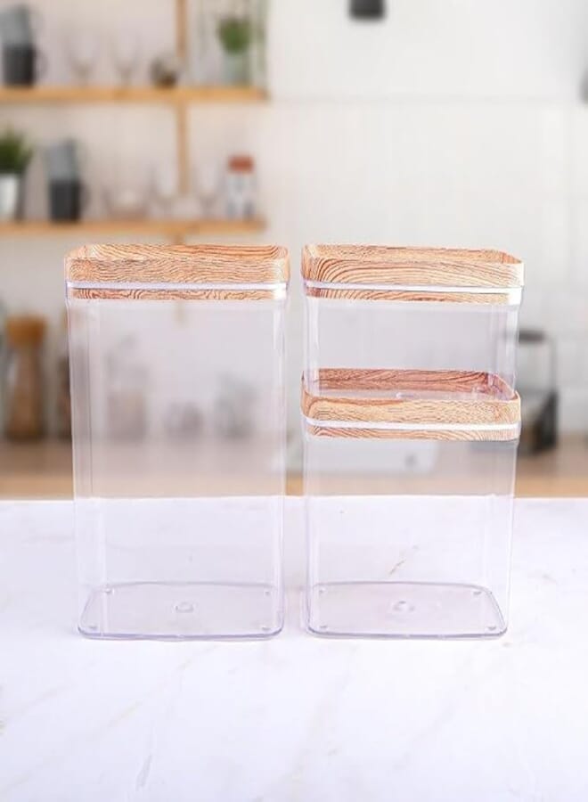 Spaceshoop Set3*1 Clear Acrylic Food Storage with Airtight Lids, Kitchen Storage Jar for Coffee Tea Sugar 3 * 1 (clear)