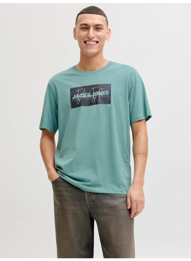 جاك اند جونز تيشيرت بياقة دائرية بقصة عادية