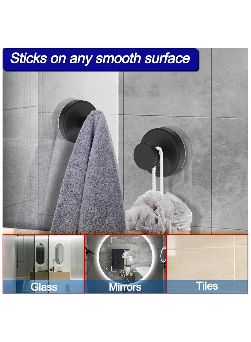 كادراما ترقية خطافات شفط مقاومة للماء، خطافات من الفولاذ المقاوم للصدأ بدون حفر للاستحمام، المطبخ، باب زجاجي، مرآة، بلاط - حامل مناشف، معطف، رداء حمام لتعليق وزن يصل إلى 15رطلاً - أسود غير لامع (4 قطع) - Image 3