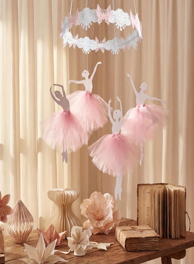 BrightRow 20 Pcs Ballerina Party Hanging Decorations 3D Ballerina Dancer Ornaments Ballet Dancer with Pink Tulle Skirt Hanging Banner Pink Ballet Birthday Decor for Baby Shower Princess Party Supplies - Image 1