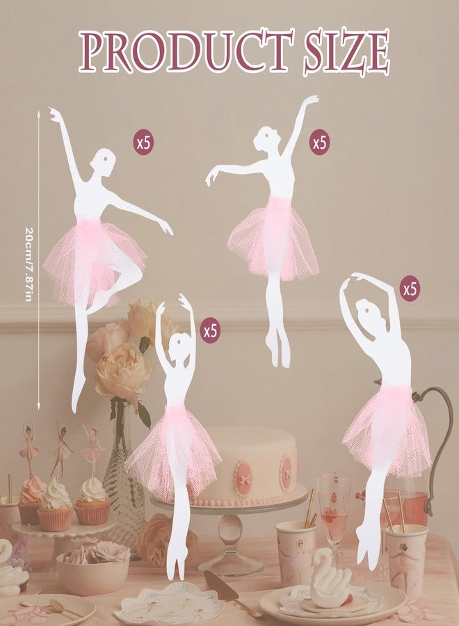 BrightRow 20 Pcs Ballerina Party Hanging Decorations 3D Ballerina Dancer Ornaments Ballet Dancer with Pink Tulle Skirt Hanging Banner Pink Ballet Birthday Decor for Baby Shower Princess Party Supplies - Image 3