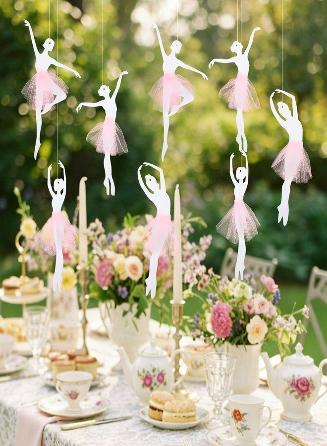 BrightRow 20 Pcs Ballerina Party Hanging Decorations 3D Ballerina Dancer Ornaments Ballet Dancer with Pink Tulle Skirt Hanging Banner Pink Ballet Birthday Decor for Baby Shower Princess Party Supplies - Image 2